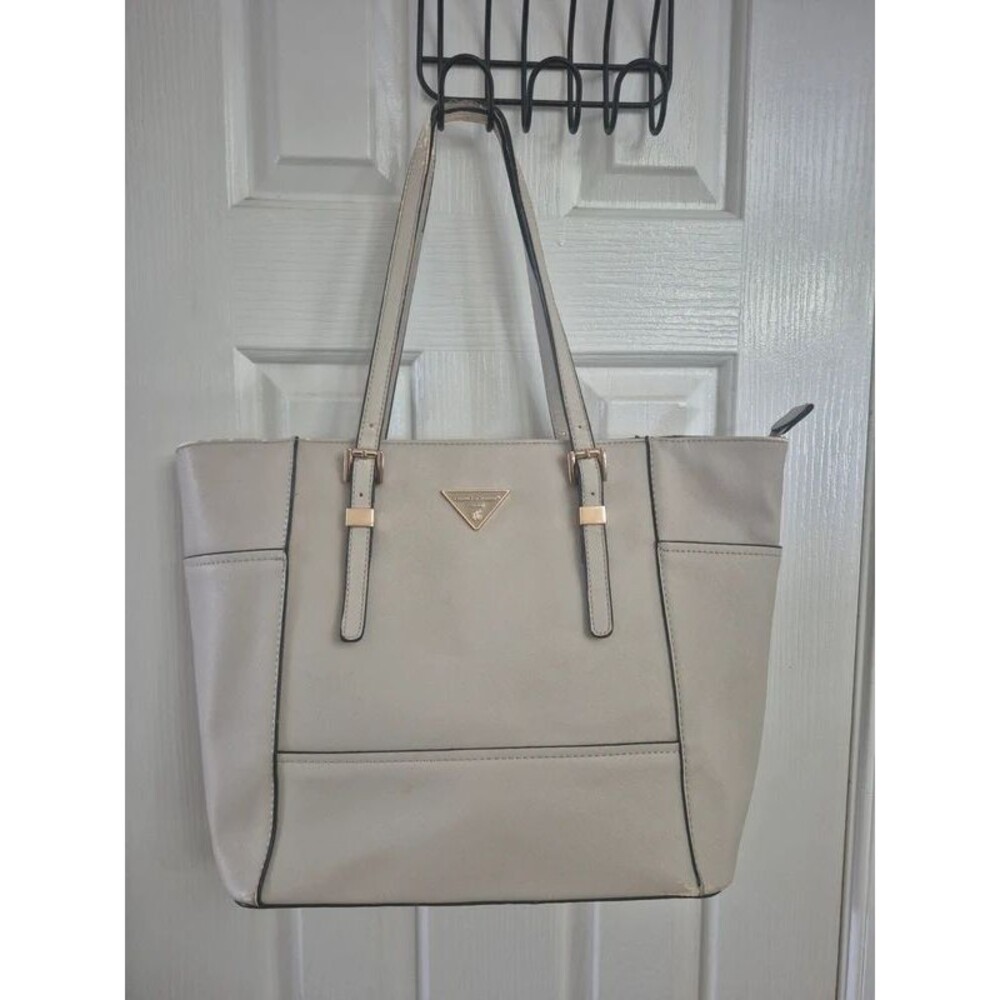 David Jones Paris Cream Saffiano Faux Leather Tote Bag